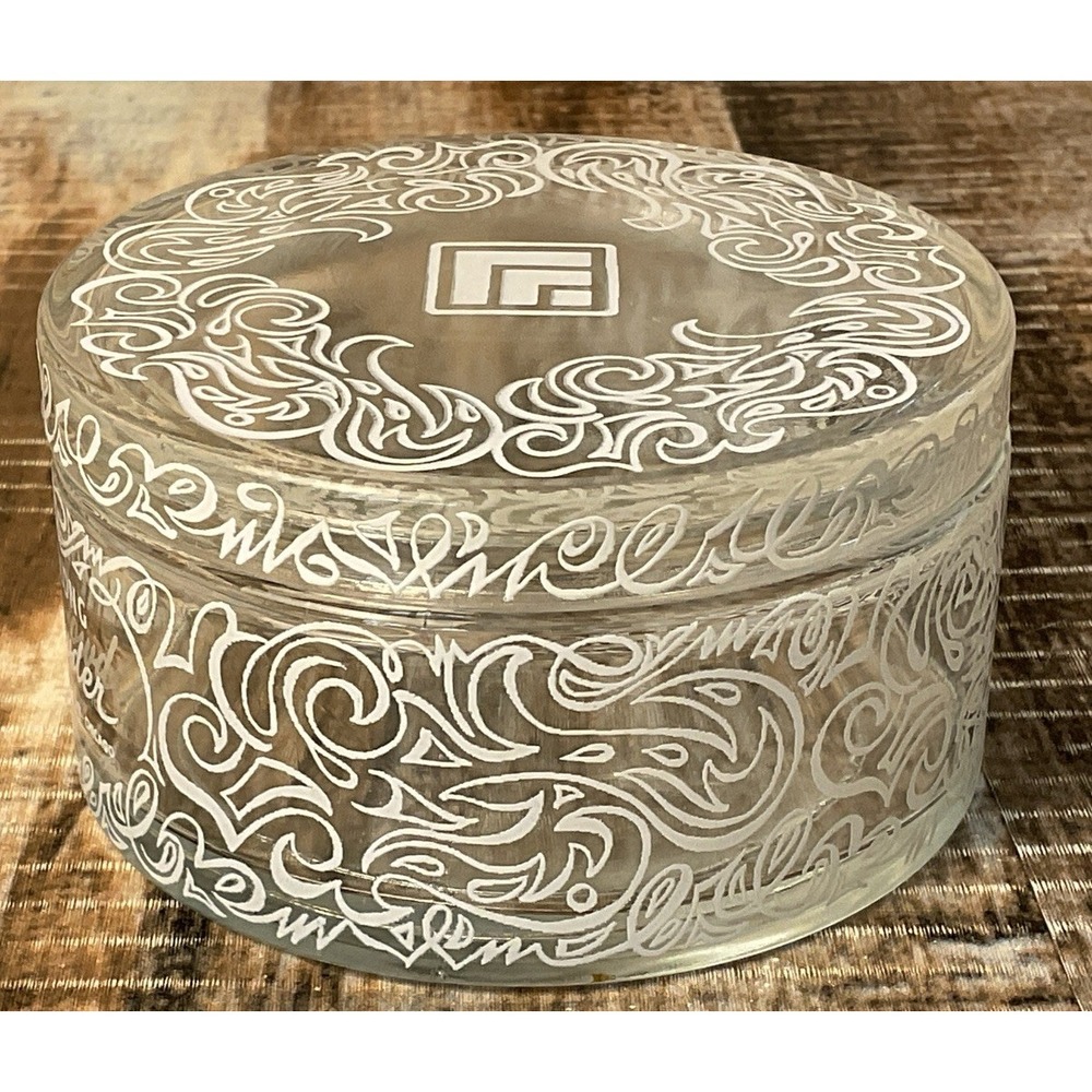 Vintage Lucien Lelong Face Powder Glass Jar Decorative Swirl Design 5oz - Picture 4 of 11